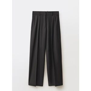 Mango Women’s Wide Leg Wool Blend Suit Trousers in Black (Size: 4)
